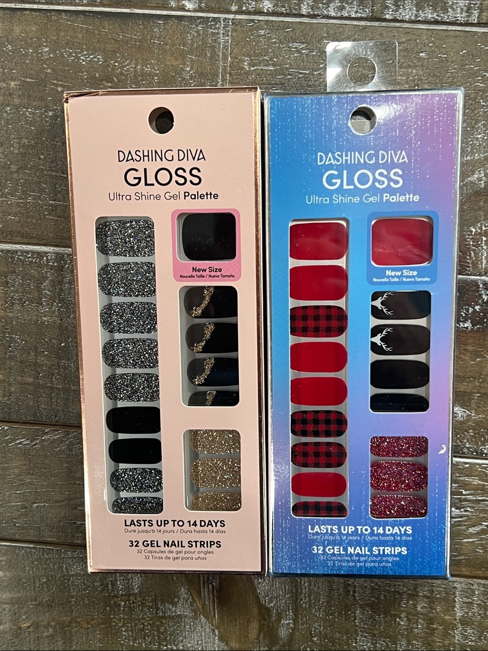 Dashing Diva- Gloss Gel Nail Strips - Black, Red & Gold Designs